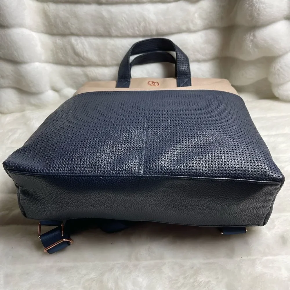Caboodle Navy blue and beige computer backpack with rose gold hardwares